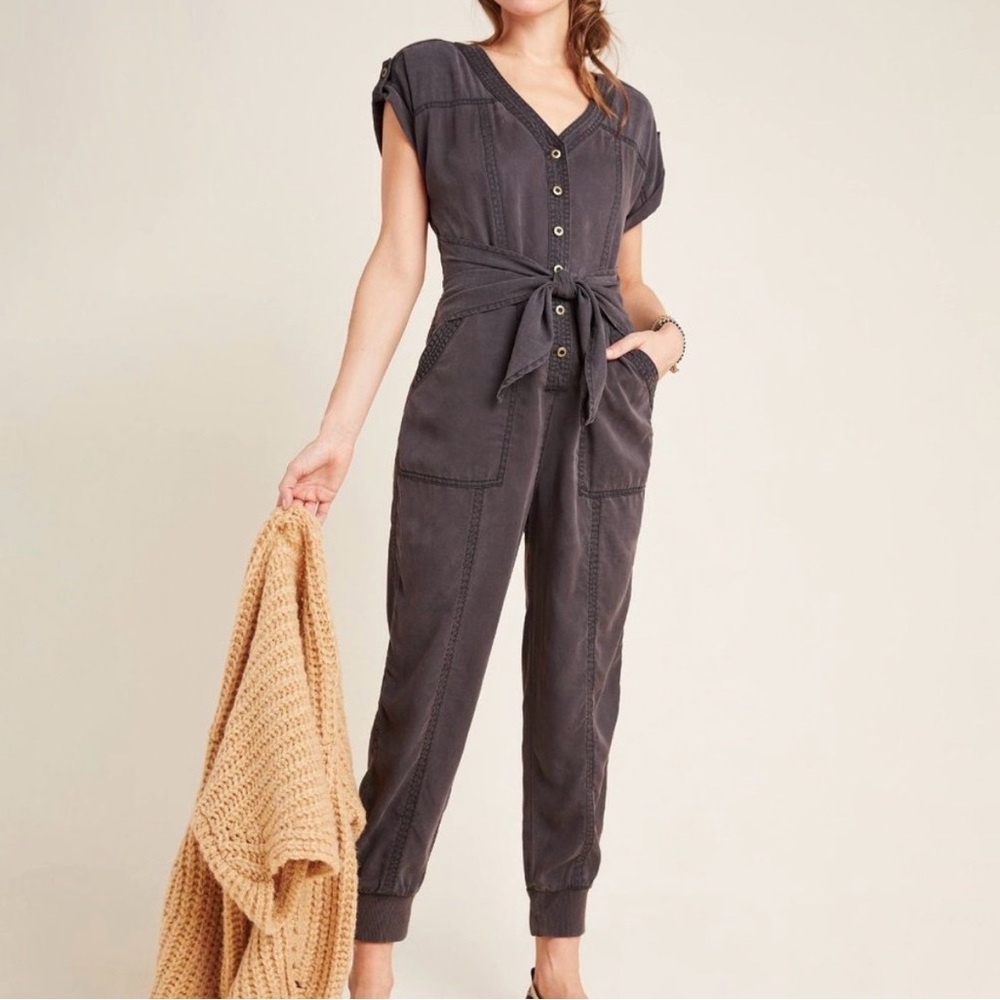 Anthropologie Huxley Utility Jogger Jumpsuit Washed Black Size 0 (#5)